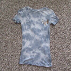 Women's Aeropostale Classic Crew Blue Peace Tie Dye Short Sleeve T-Shirt Size XS